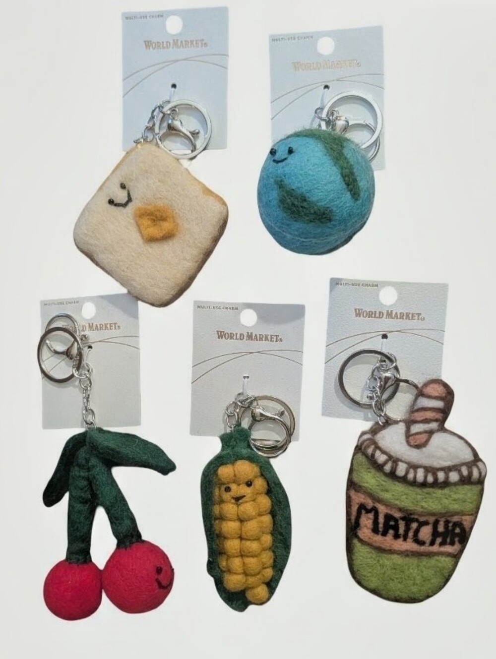 Hand Felted Bag Charms; 5pc Lot from World Market